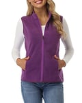 fuinloth Manteaux sans Manche Femme Chaud Polaire Zippé Gilet Veste pour Printemps Automne Hiver Violet XS