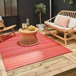 THE RUGS Rainbow Collection Outdoor Rug - Easy to Clean, Waterproof Plastic Outdoor Rugs for Garden, Patio, Balcony, Camping - Vibrant Plastic Straw Rug - Threads Red, 180x270