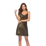 Dresses for Women Jarretelle V-Cou brodé Sequin Simple Boutonnage Eve Robe Slim Garniture Asun (Color : Gold, Size : XL)