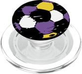 Maillot de match de football avec ballon de football violet et doré PopSockets PopGrip pour MagSafe