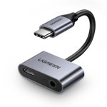 Ugreen Audio Adapter USB-C till USB-C, Miniuttag 3.5 mm - Grå