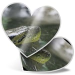 2 x Heart Stickers 15 cm - Green Anaconda Snake #21648