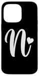 iPhone 14 Pro Max white letter N monogram initial minimalist heart graphic Case