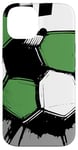 Coque pour iPhone 14 Maillot de football pour homme Motif éclaboussures Vert et noir