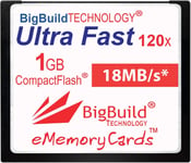 Carte Mémoire Ememorycards 1 Go Ultra Fast 18 Mo/S Compactflash Compatible Avec Canon 10D/20D/30D/40D/50D/1D/1Ds/5D/5Ds/7D Mark I/Ii/Iii/Iv, Nikon D, Olympus E, Alpha, Leica S Caméras