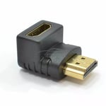 Slimline HDMI Male to Female Right Angled Adapter 90 Degrees Black