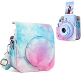 Étui pour Instax Mini 12 Camera,Étui pour Appareil Photo PU Leather Fuji Mini 12 Housse de Protection Étui pour Appareil Photo avec bandoulière réglable - Bleu Pastel.[G427]