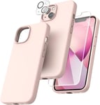 Coque Silicone Rose + Verres Trempes et Protections Camera Arriere X2 Pour iPhon