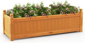 Jardinière Surélevée Rectangulaire en Bois de Sapin Carré Potager Extérieur avec Trous de Drainage Charge 30 KG