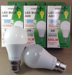 5 X POWERPLUS LED 9W (85W) A60 BC B22 ENERGY SAVING 6000K DAYLIGHT BULB BAYONET