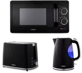 Tower Sonar Black Kettle, 2 Slice Toaster & T24042BLK 800W 20L Microwave Set