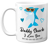 Daddy Birthday Mug - Daddy Shark - Daddy Birthday Gift from Daughter Son, Happy Birthday Dad, Baby Father's Day, Christmas Tea Coffee 11oz Ceramic Dishwasher Safe Mugs Cup for Dad Papa