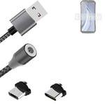 Magnetic charging cable for Doogee V30 with USB type C and Micro-USB connector