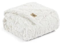 UGG 10483 Adalee Couverture réversible en Fausse Fourrure Douce, Douillette, Moelleuse, de Style hôtelier, décoration d'intérieur, Douce et Luxueuse pour canapé, 177,8 x 127,2 cm, Naturel