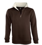 Sweat-Shirt Homme Col Camionneur Zippé - 47300 - Marron Chocolat