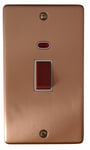 G&H CRG28W Standard Plate Rose Gold 45 Amp Cooker Switch & Neon Vertical Plate