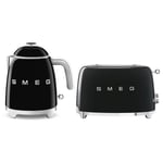 PACK SMEG Bouilloire 0.8L 1400W 3 Tasses Noir Années 50 + Grille Pain Toaster 2