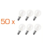 50x Gouttes Ampoule 60W E14 Transparent Ampoule 60 Watt Bille Ampoules Lampes