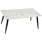 Table Basse Blanc Noir Marbre Métal Mélamine Bois mdf 60 x 110 x 45 cm