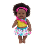 bébé Noir Africain Noir Mignon bouclé Noir 8 Pouces Vinyle bébé Jouet Noir poupées Mode Fille Africaine poupées réaliste bébé Jouer poupée pour Enfants Parfait pour Cadeau d'anniversaire