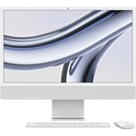 iMac Apple iMac 24" ecran retina 4,5K 512Go SSD 8Go RAM Puce M3 CPU 8 coeurs GPU 10 coeurs Argent Nouveau