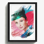 Arty Pie Framed Print Black A2 (24.5x18 Inch) Audrey Hepburn (7) V2, Wood, Multi-Colour, 60 x 42 x 2 cm