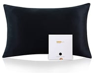 ZIMASILK 100% Mulberry Silk Pillowcase for Hair and Skin Health, Both Sides 19 Momme Premium Grade 6A Silk, Soft & Smooth, 600 Thread Count, with Hidden Zipper, 1pc (Standard 50x75 cm, Black)