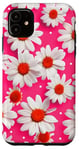 iPhone 11 Pink & White Daisy Polka Dots Floral Polka Dot Daisy Flowers Case