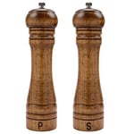 Haomacro Salt and Pepper Mill Set, Wooden Salt and Pepper Grinders, Shakers