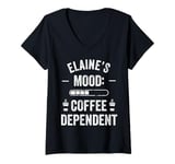 Womens ELAINE Personalized Cute Coffee Girls ELAINE Name V-Neck T-Shirt