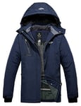 Wantdo Femme Veste de Ski Outdoor Manteau d'hiver Chaud avec Capuche Amovible Veste Imperméable Coupe-Vent Veste Randonnée pour Voyage Bleu Foncé 2 S