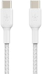 Belkin BoostCharge USB-C till USB-C flätad kabel 15 cm (vit)