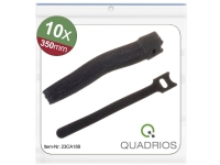 Quadrios 23CA188 Kabelband med krok och ögla för montering Del med krok och ögla (L x B) 350 mm x 14 mm Svart 10 st