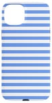 iPhone 15 Plus White and Blue Striped Geometric Horizontal Lines Pattern Case