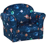 HOMCOM Children's Armchairs Toddler Chair Kids Mini Sofa Planet-themed w/Non-slip Feet, for Bedroom, Blue