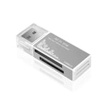 Lecteur de cartes mémoire USB 2.0,tout en 1,SD,SDHC,TF,MS,M2,adaptateur de carte Plug and Play pour ordinateur portable,ordinateur de bureau,PC - Type Argent