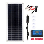 Kit de Panneau Solaire 100W 2 USB avec Contrôleur 20A Chargeur de Batterie Solaire pour Voiture Yacht Montres Bateau 12V-18V