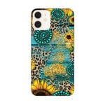 Coque Iphone 12 MINI effet bois fleur tournesol