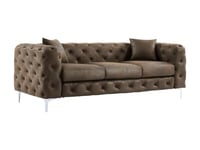 Vente-unique - Canapé 3 Places Chesterfield en Microfibre Aspect Cuir Vieilli Edwina