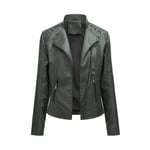 Veste Pu Cuir Femme De Marque Luxe Uni En Slim Blouson Femmes Moto Vêtements Manteau Noirfbcn79