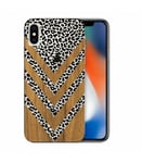 Coque Iphone X XS effet bois leopard noir transparente