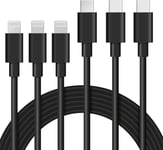 Lot De 3 Câble Usb C Vers Lightning Charge Rapide Mfi Certifié Cable Iphone Usb C 2M Pour Iphone 13 12 11 Pro Max X Xr Xs Max 8 Ipad Pro 2018/Air 2019 Cable Usb C Iphone Cable-Noir