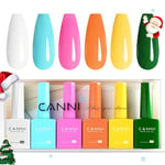 CANNI Vernis à Ongles Gel Semi Permanent 6 Couleur Vernis à Ongles UV Gel Nail Polish blanc bleu violet marron jaune vert Gel Semi-permanent Set Valentinstag Gel für Nageldesign