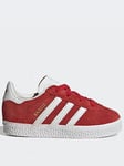 adidas Originals Unisex Infant Gazelle Elastic Trainers - Red, Red, Size 5 Younger