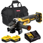 DeWalt DCG405N 18V 125mm Brushless Angle Grinder 2 x 5.0Ah Battery Charger & Bag