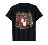 Retro Ghost Reading Book Lover Christmas Librarian Teachers T-Shirt