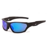 BLOC BECK XMB80 Mens/Womens Sport Wrap Sunglasses MATT BLACK / BLUE MIRROR CAT.3