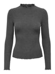 ONLY ONLEMMA L/S High Neck Top Noos JRS T-Shirt à Manches Longues, Gris Foncé Mélangé, XL Femme