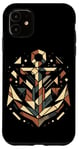 Coque pour iPhone 11 Symbole de la mer ancre cool dans le style art cubisme Noël