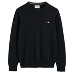 GANT Mens Cotton Crew Neck Sweater - Black 005 - XXL